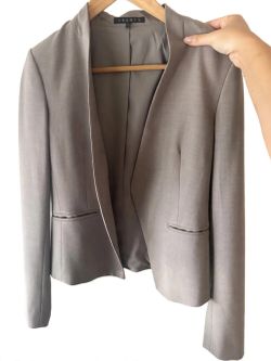 Theory Clairene Open-Front Blazer Taupe Size 4