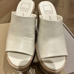 New In Box Dolce Vita Emery Ivory Leather Wedge Sandals 7.5 
