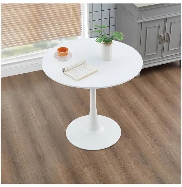 Lowry White Wood Round Column Dining Table
