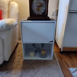 ($10) White Side Table With Storage