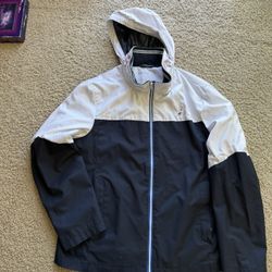 Nautica White And Blue Wind Breaker With Hood L