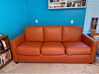 Orange Leather Dania Sleeper Couch