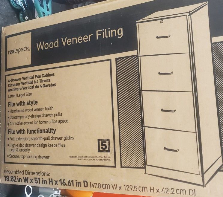 4 Drawer Light Cherry Wood Veneer Filling Cabinet With Lock