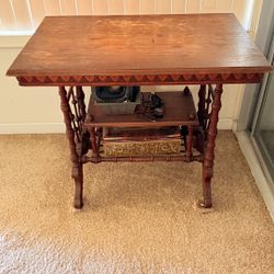 Antique Table From The Early 1900’s Made Of Solid Oak Wood. 