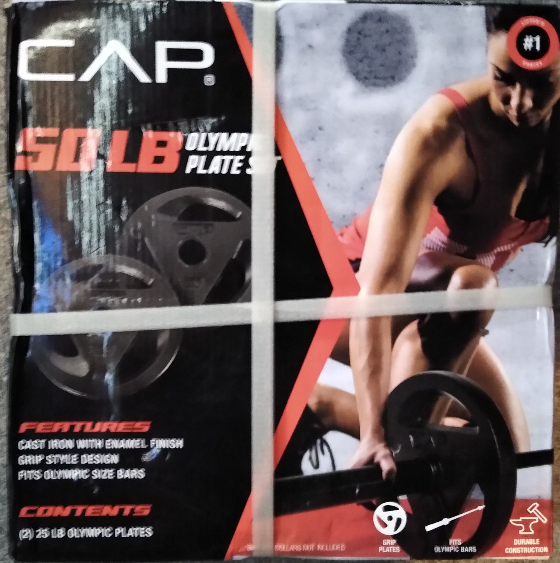 CAP 50 lb Olympic Weight Plate Set (25lb x 2) - NEW IN HAND!
