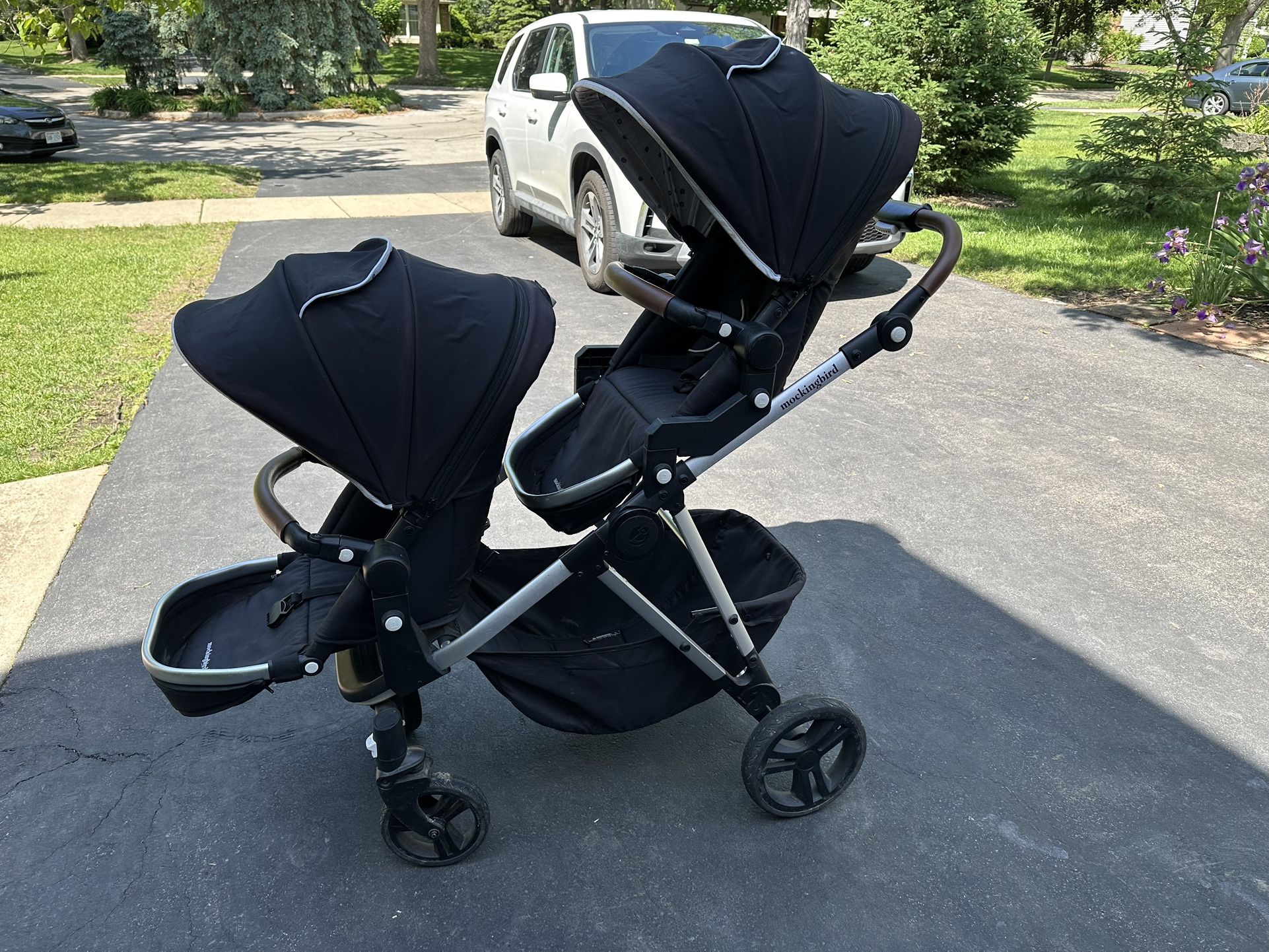 Mockingbird Double Stroller w/ Bassinet & Car Seat Adapter