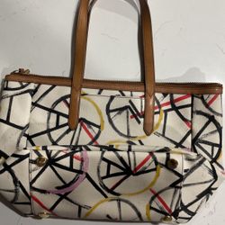 Fossil Sydney Tote Canvas Leather 