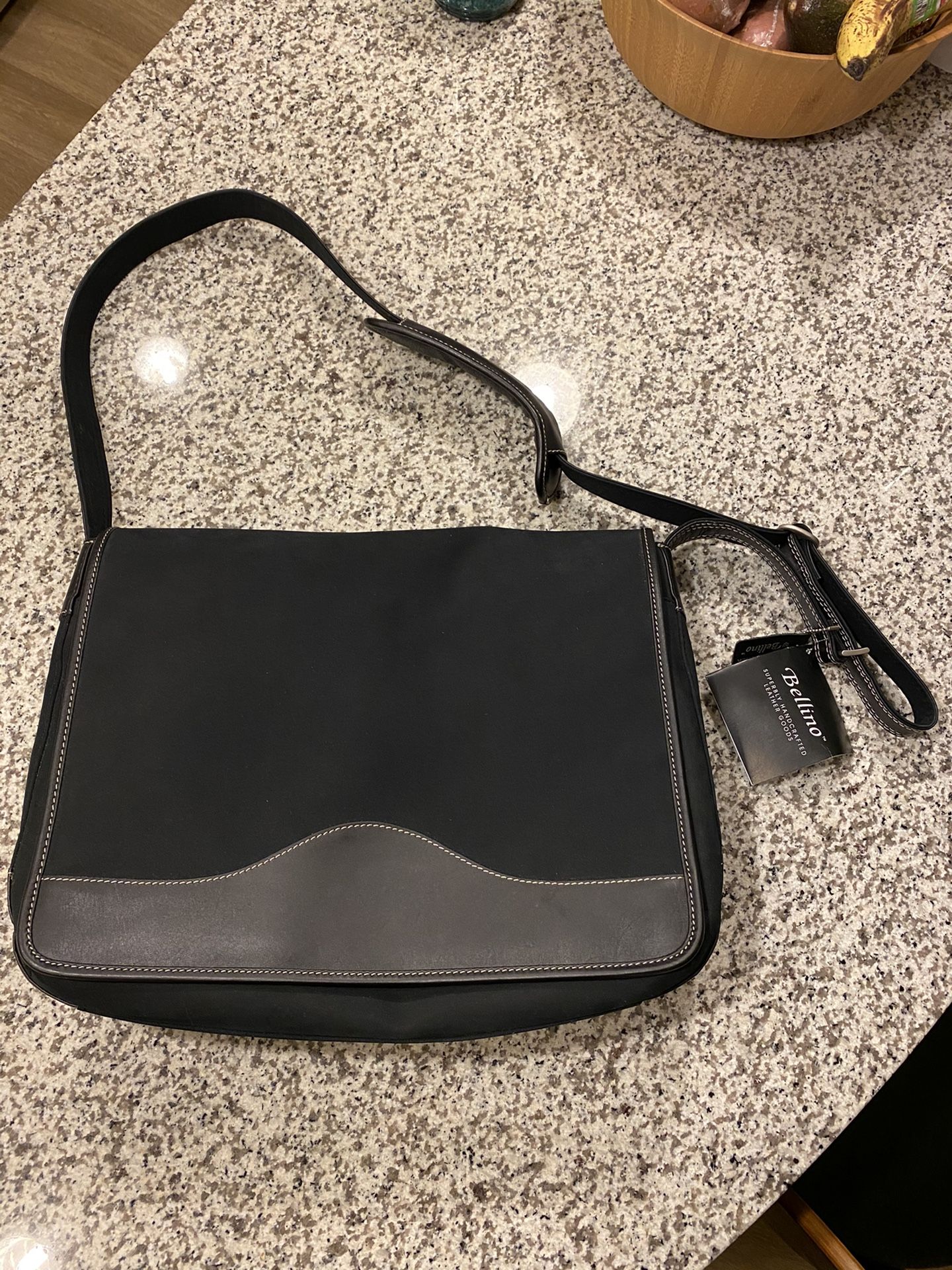 Bellino messenger bag black brown leather