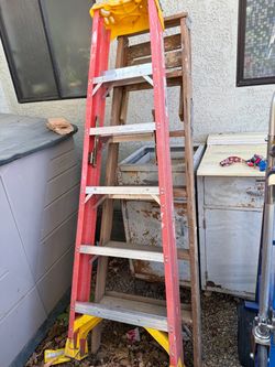 6FT LADDERS (2) FIBERGLASS AND WOODEN