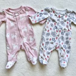 Carter’s Fleece Footed Pajamas (Bundle Of 2), Newborn
