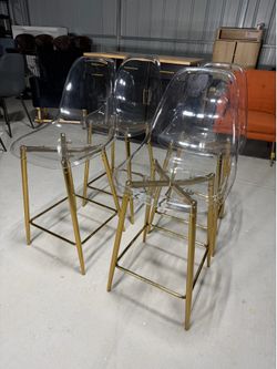 25.6" Modern Bar Stools with Metal Frame（Set of 4）
