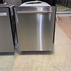Café - 24" Top Control Tall Tub Built-In Dishwasher with Stainless Steel Tub - Stainless steel Model:CDT805P2NS1