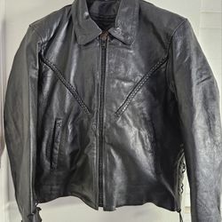 VINTAGE Real Leather Jacket by Milwaukee Size XL Black Removable Lining