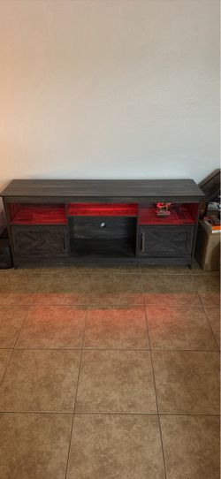 Rustic TV Stand with LED Lights