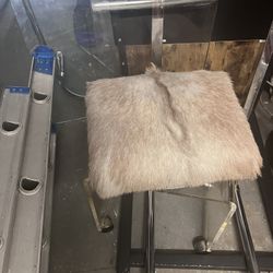 Lucite Swivel Chair With Rabbit Fur Seat Cushion