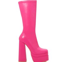Brand New With Box Pink Barbie Berness Pink Barbie Platform Knee High Boots Size 6.5