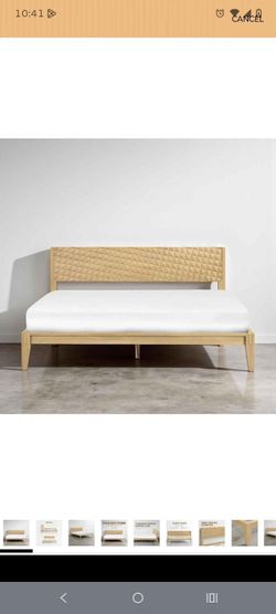 King size Sapa Wooden Bed Frame with Geometric Headboard