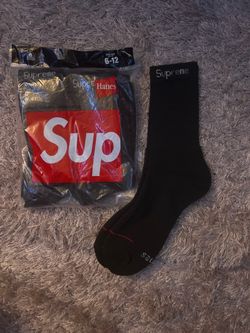 Black Supreme x Hanes Cushion Crew Socks