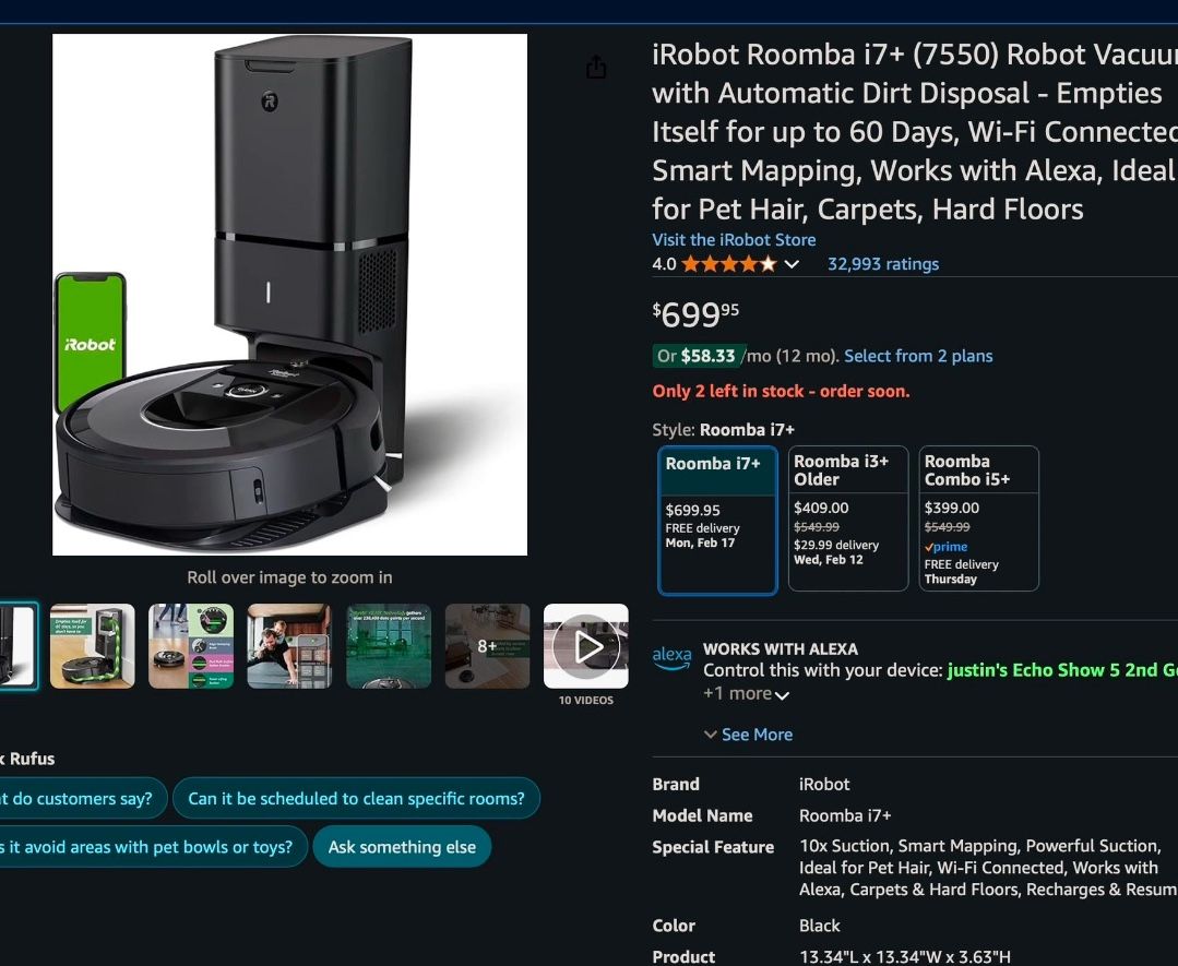 Roomba Vacuum And Mop Combo With Extras