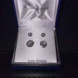 Radiance Triangle diamond + Stud earrings (brand new)