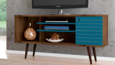 Liberty 53 1/4” Wide Wood and Aqua Blue Modern TV Stand