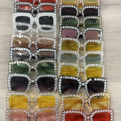 New 26 Pairs Rhinestone Sunglasses Bling  Sunglasses 70s Glitter Disco Glasses Retro Sunglasses for Women Girls.