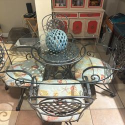 Iron and glass kitchen dining set