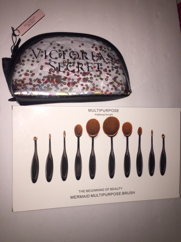 Cosmetic bag & brushes bundle new
