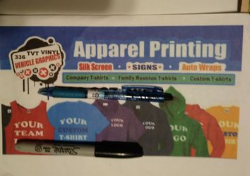We print custom teesshirts an apperal just ask