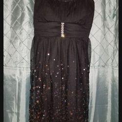  Black Sequin, Ruby Rox, Size L,  Above the Knee, Formal Prom Wedding Party Dress
