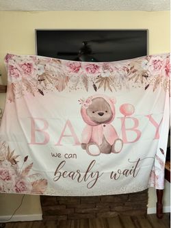 Bear Baby Shower Fabric Backdrop 7x5ft (Queen Creek)
