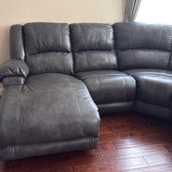 Grey Leather Sectional