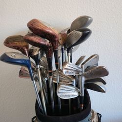 Vintage Wilson Dynapower Golf Club Set + Persimmon Woods + Four Edge Bag – Complete Retro Set