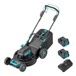   2 * 20V 21 inch Self-Propelled Lawn Mower Cordless, 3-in-1 Brushless Electric Lawn Mower with 6-Position Cutting Height Adjustment, 2 * 8.0