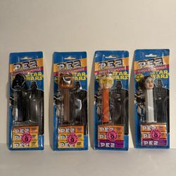 Collection of 4 Vintage 90’s Star Wars Pez Dispensers (Original Packaging)
