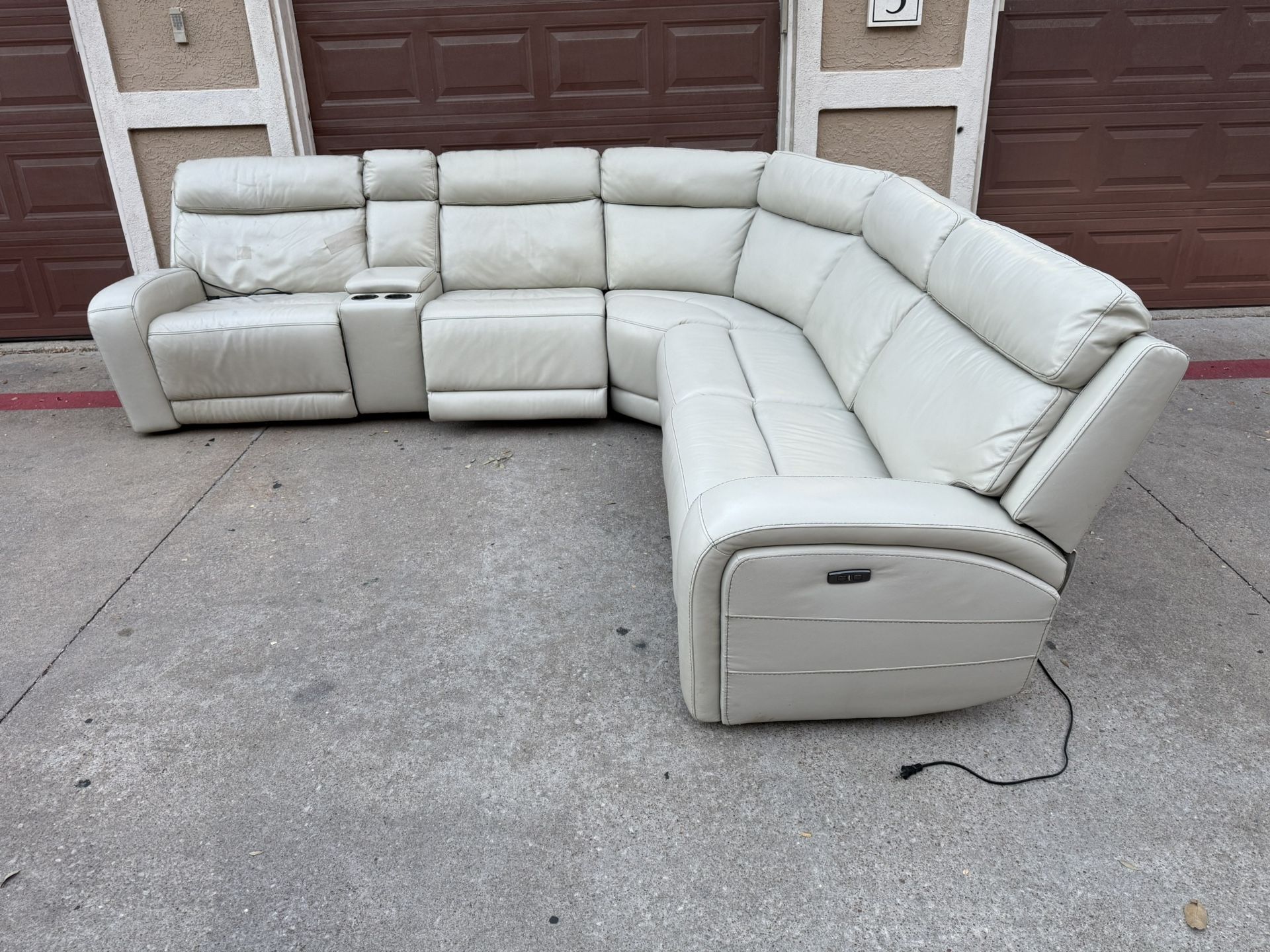Costco Beige Leather Sectional Couch