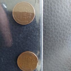 1954 S Wheat Penny And 1950 Wheat Penny