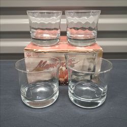 Vintage Anchor Hocking Moments Rocks 10oz Glasses Set of 4 Whiskey Lowball Weighted