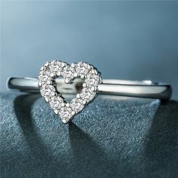 "Hollow Tiny Zircon Cute Lovely Simple Heart Rings for Women, VP1638
 