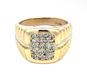 Men’s 10k Yellow Gold Diamond Cluster Ring Band Size 9.5 GP3100252