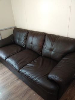 3 person brown leather couch