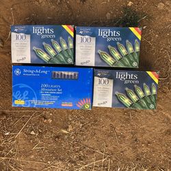 Lot Of 4 Boxes Of Green & Red Christmas Lights