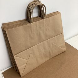 10 PC 16" Vogue Shopping Bags Brown Kraft Paper Recycled Retail Supplies