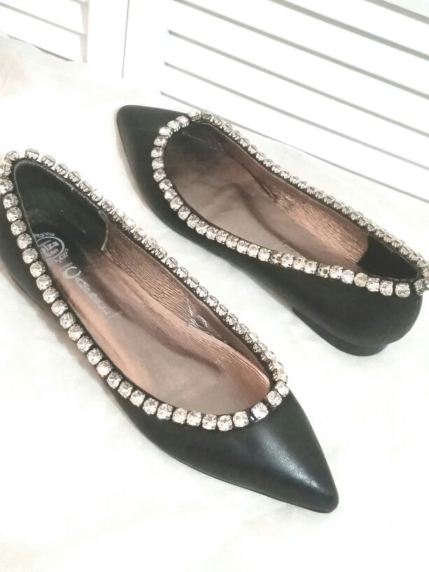 Jeffrey Campbell rhinestone studded black flats size 7 and 1/2