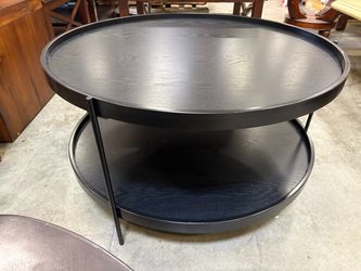 Contemporary Black Mixed Material 2 Tier Coffee Table