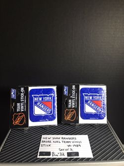New York Rangers Vintage NHL Team Vinyl Sticker Year 1989 Set Of Two
