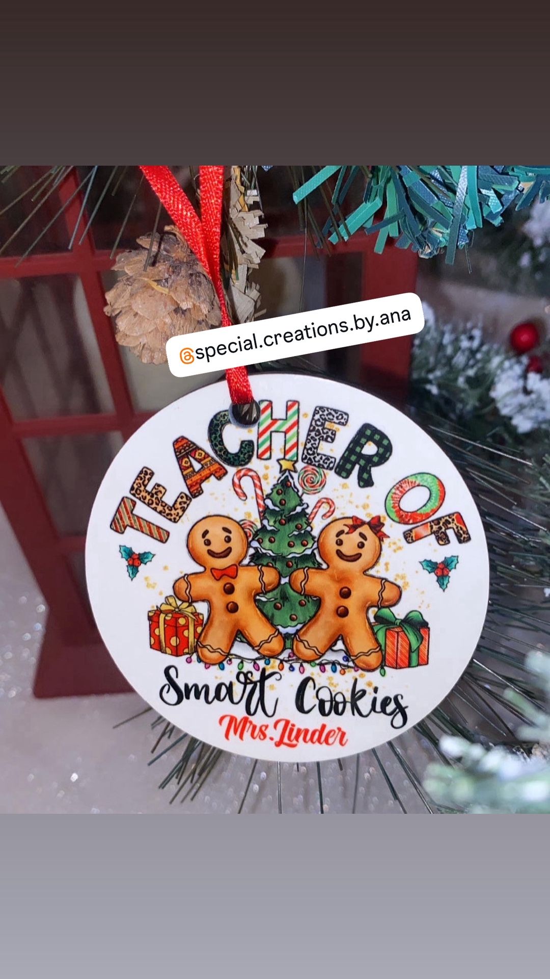 Personalized Teacher Double Sided Ornament ππ