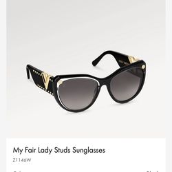 Authentic Louis Vuitton Sunglasses Black Gold Clear My Fair Lady Studs Z1146W 91