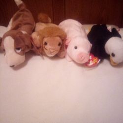 4 Ty Baby Beanies Plush Toys Excellent Cond Like New