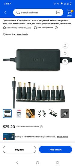 Onn 90w Laptop Charger (+adapter kit)